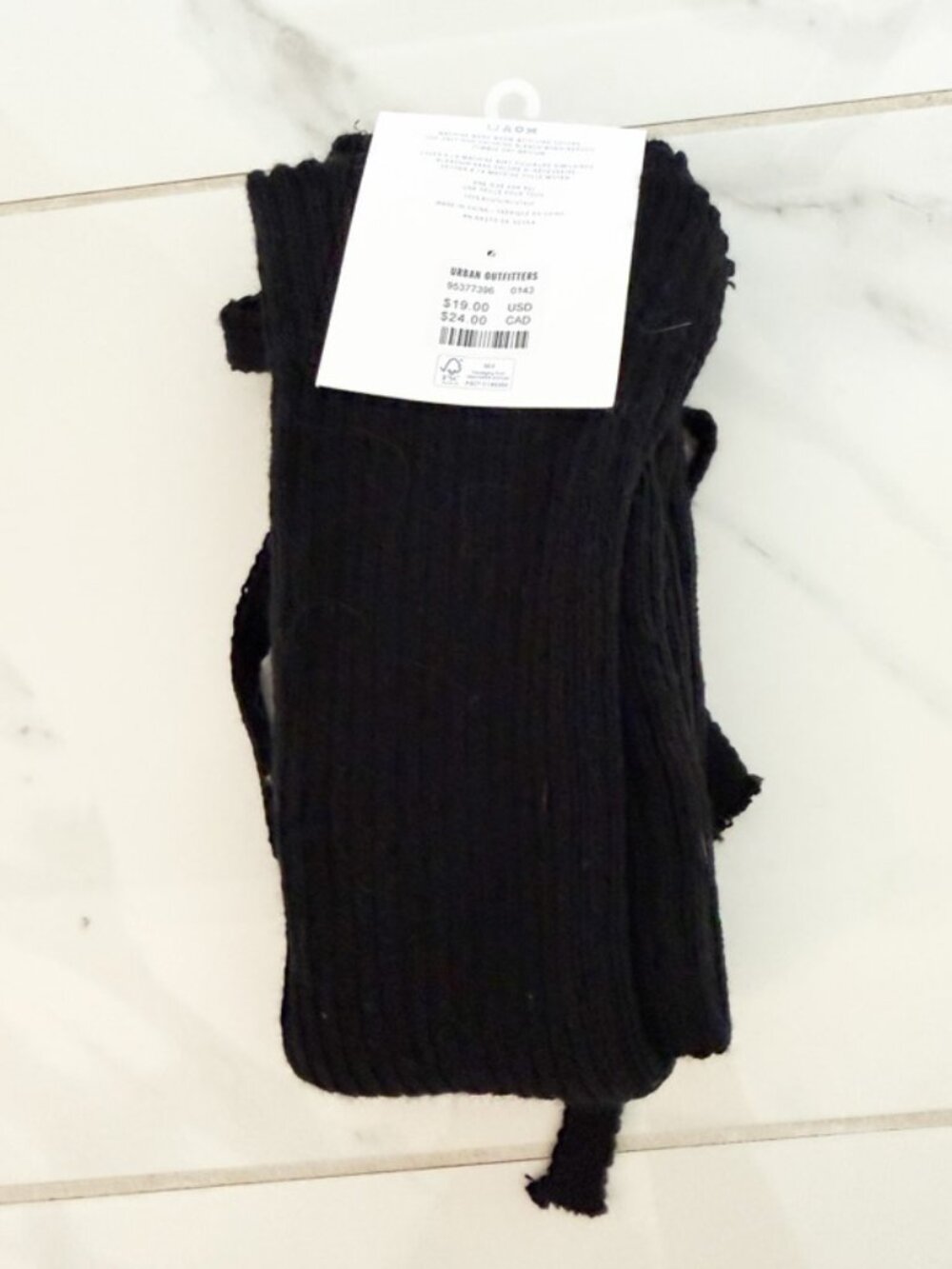 URBAN OUTFITTERS UO Tie Ribbed Knit Leg Warmers BLACK O/S NEW - Picture 4 of 5